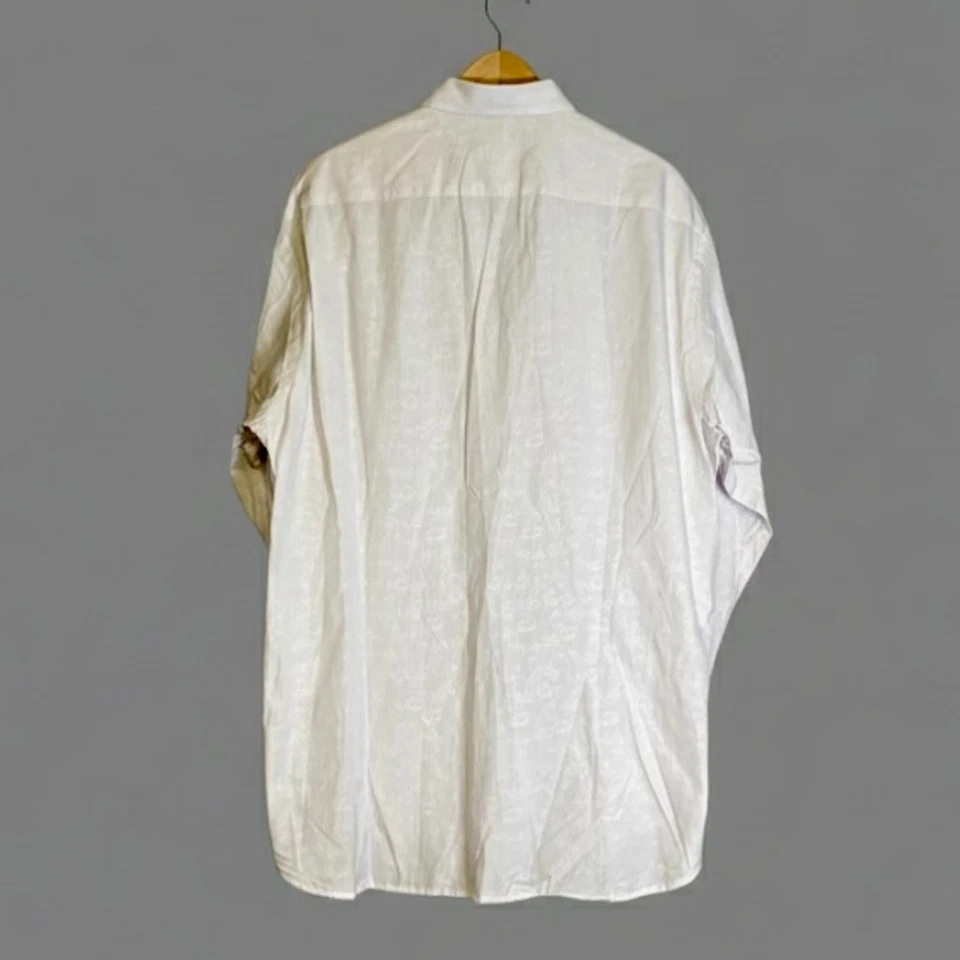 Camisa Ted Baker London para hombre talla 5 (XL) blanca tonal jacquard a rayas 100 % algodón Foto 2 de 4