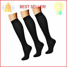 CHARMKING Compression Socks 3 Pairs - 15-20 mmHg, Athletic Support for Running