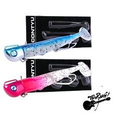 CONTYU Jig Head Worm Set for Flounder Flathead and Surf Fishing 34g/110mm Jig