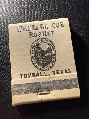 WHEELER COE REALTOR TOMBALL TX Matchbook PartOf 900+ Match Book-Cover Lot