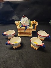 Dept 56 Humpty Dumpty Storybook Village Tea Set 1997 Retired Ceramic 5pc Teapot