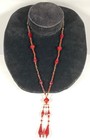 This 26" (approximately) red glass bead vintage gold tone (brass tone) necklace  — photo 8