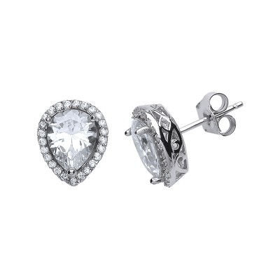 Silver Jewelco London Pear CZ Tears of Joy Stud Earrings