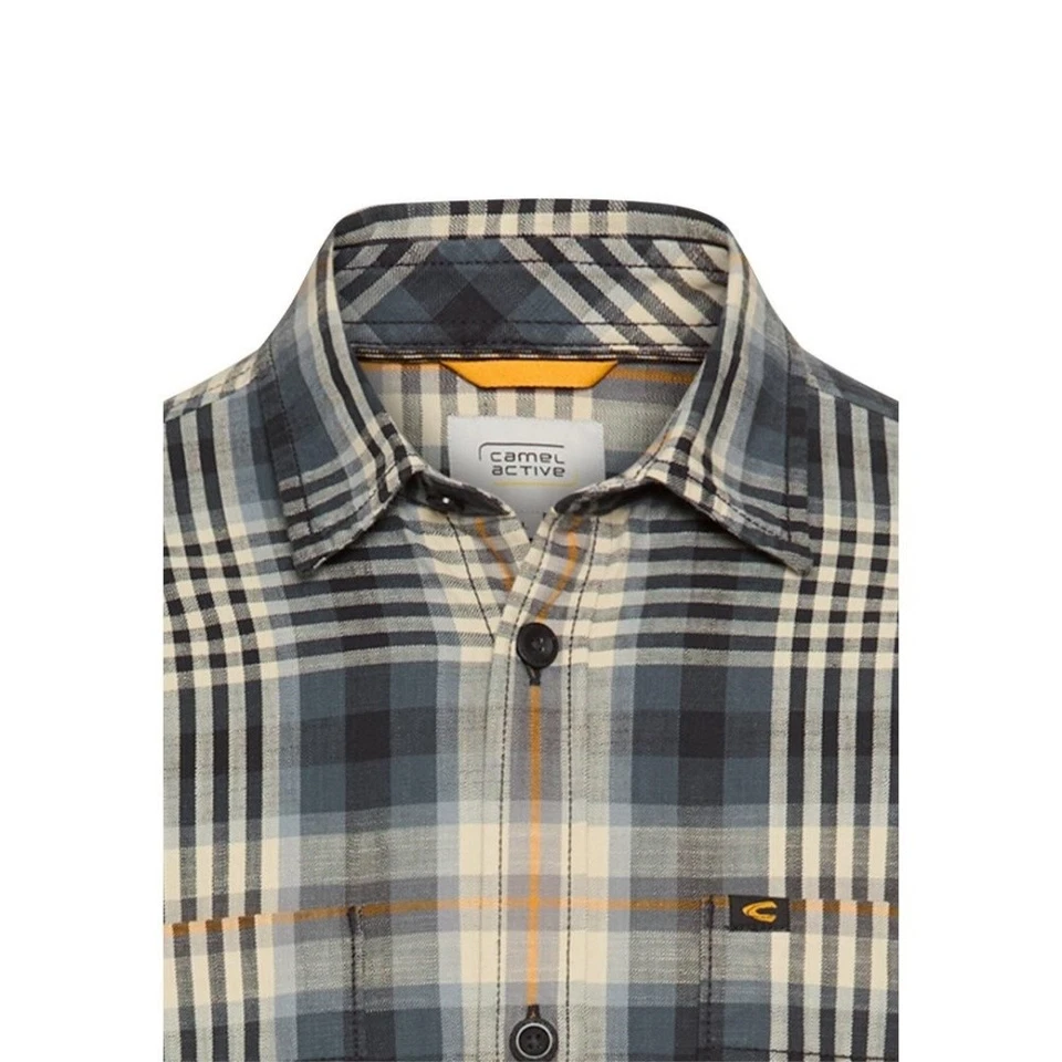 Camel active Hombre Camisa Manga Larga Beige Gris Cuadros 6S17 409117 88 Asfalto - Imagen 2 de 4