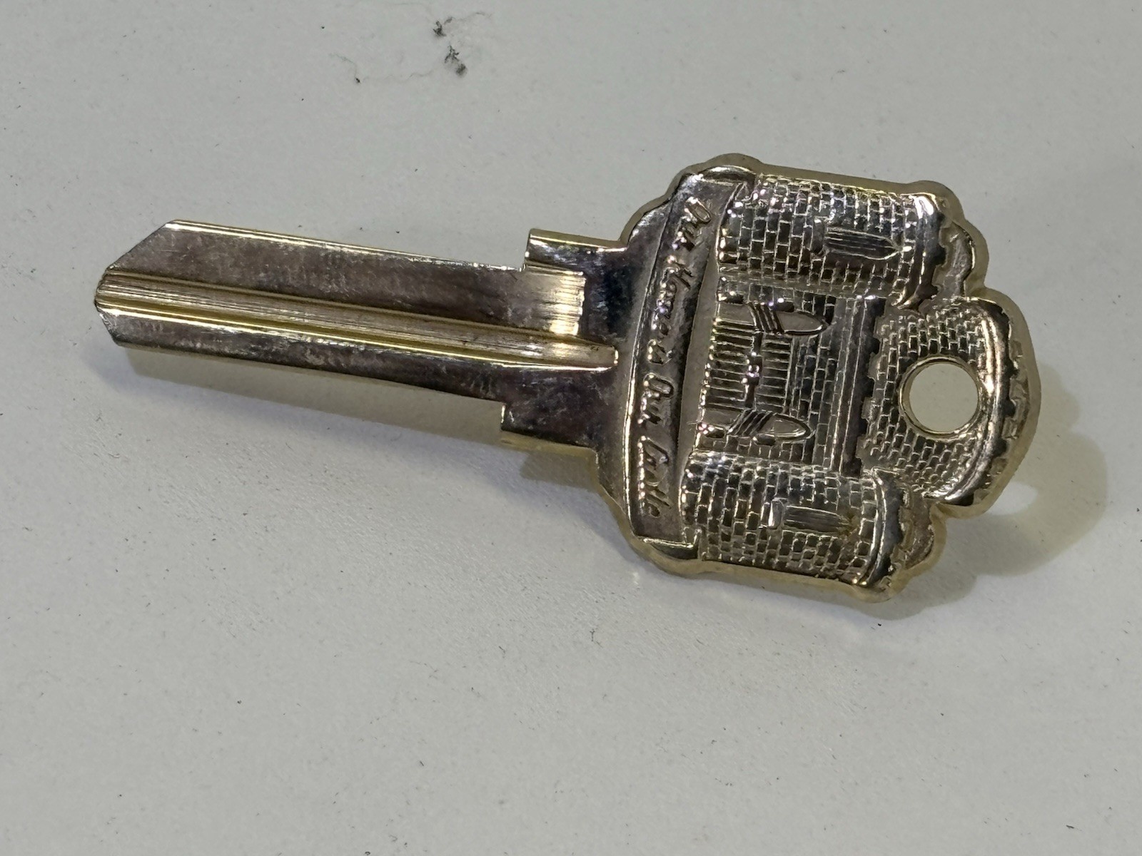 Vintage Tie Bar Clip Clasp - Our Home Is Our Castle Key Gold Tone 2.5”