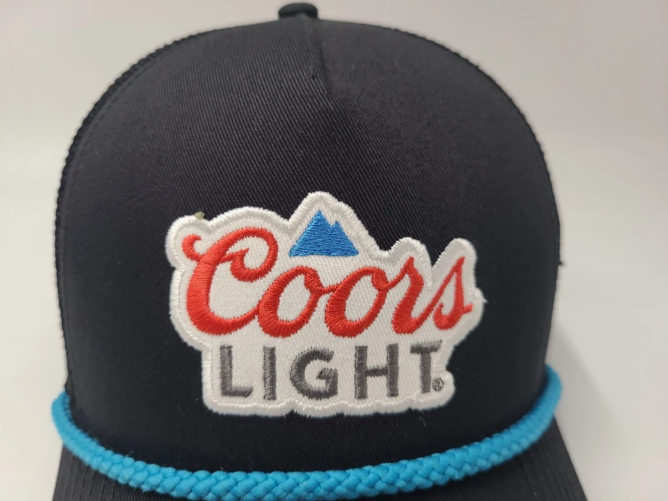 Coors Corona Ligera Logo Cuerda Malla Camionero Snapback Sombrero Gorra Cerveza Hombres Mujeres Negro Foto 4 de 4