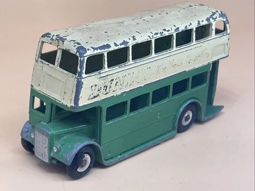 Dinky Toys 290 Dunlop Double Decker Bus Green & Cream Spun Hubs 1952–54 Vintage