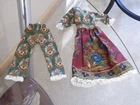 VINTAGE Barbie CLONE Fashion Doll CLOTHES:  Peasant DRESS & PANTS Lace Trim