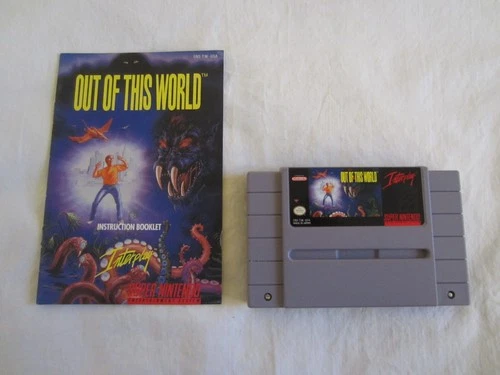 Out of This World (SNES) Super Nintendo Cartridge + Manual 1992 Interplay RARE