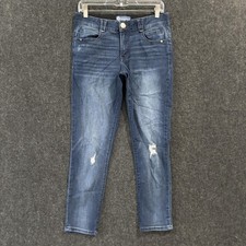 Democracy Ab Solution Jeans Women's 6 Blue Skinny Distressed Stretch Mid Rise