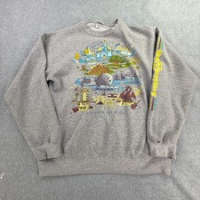 VTG Walt Disney World Theme Park Sweatshirt Adult L Gray Cotton Blend Casual