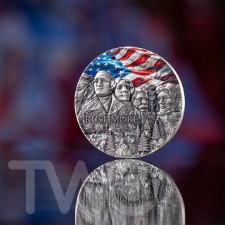 Rushmore Special Edition Rock cut Monuments 2 oz Silver Coin Ghana 2024