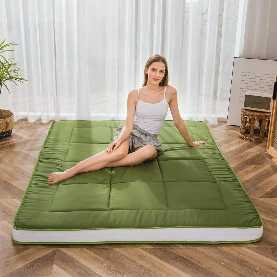 MAXYOYO Futon Japonais Pliable Extra Épais - Lit Invité Vert Double - Photo 2/4