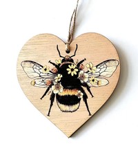 Floral Bumble Bee Wooden Decoration Gift - 12cm