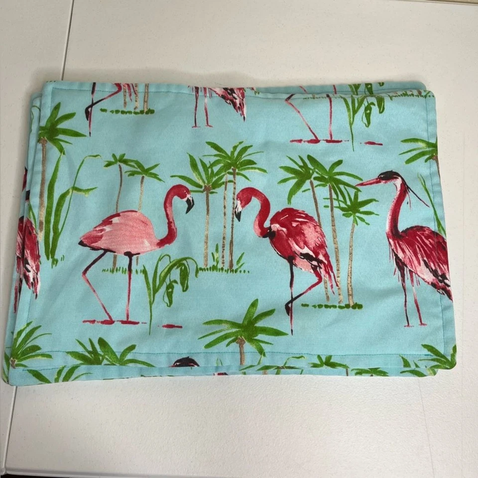 Handmade Flamingo Placemats Napkins Set 4 Aqua Blue Pink Novelty Fun Dining - Image 2 of 4