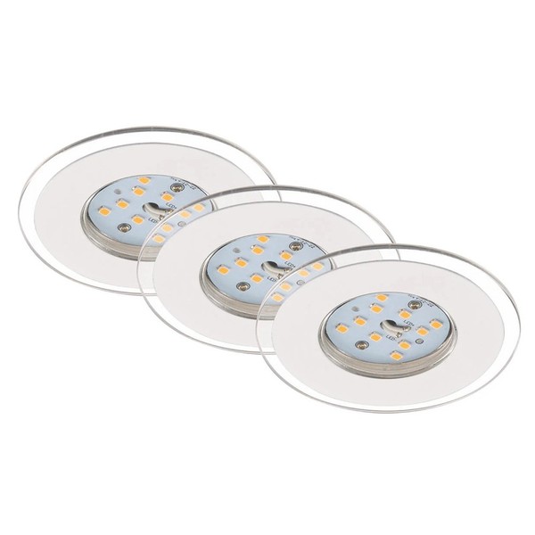 3 X Briloner Led Einbauleuchte Rund Weiß IP44 3 X 5,5W 470Lm Warmweiß 3000K 110°-image