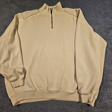 Vintage St Croix Tan 1/4 Zip Up Mens XXL Tan Long Sleeve Made In USA