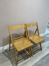 Rattan Wicker Mid Century style Pair Of Folding Chairs rattan tiki chairs pair 