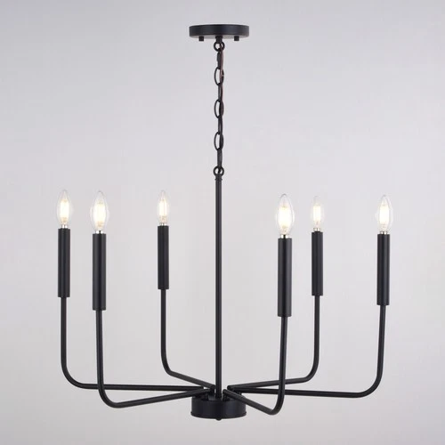 Vaxcel Lighting H0297 6 Light 26"W Taper Candle Style Chandelier - Black - Picture 2 of 11