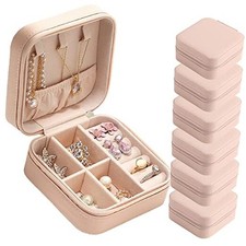 Travel Jewelry Case Bridesmaid Gifts Box,Pack Small Jewelry Box Mini 6 Pink