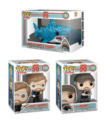 FUNKO POP! VINYL JAWS 50TH ANNIVERSARY MATT HOOPER QUINT & SHARK (3ER SET) NEU