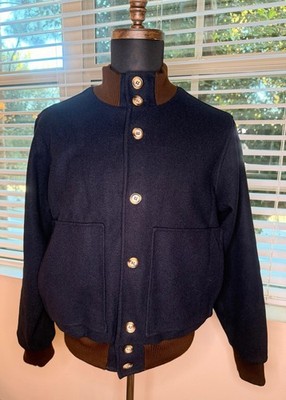 Blu Studio Francesco Mazzotti Men s Wool Style Bomber Jacket Navy Blue M L
