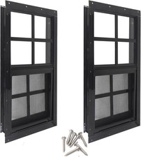 12" X 18" Shed Windows with Tempered Glass and Fiberglass Screen, 2 Pack Small S