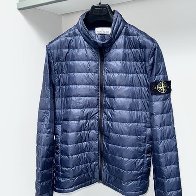 Stone Island Puffer Jacket Coat Medium Blue Micro Rip Stop 7 Den / Down ptp20.5 