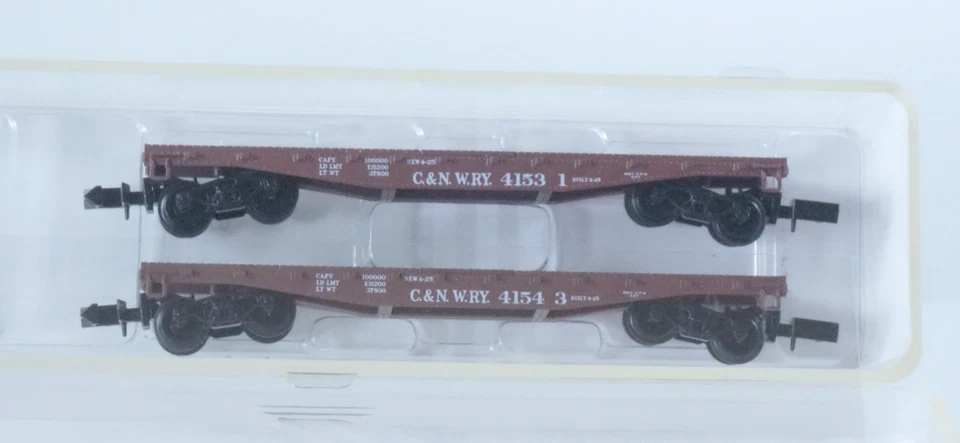 NOS Red Caboose CHICAGO & NORTH WESTERN N Scale Flat Car Set - RN-16008-01 - Image 2 of 4