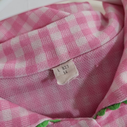 Vintage House Coat Womens Medium 70s Pink Long Robe Floral Embroidery Cute - Picture 9 of 13