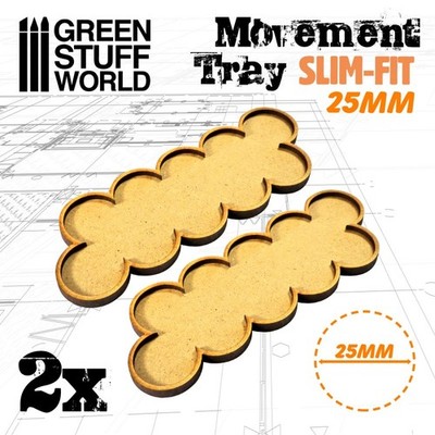Green Stuff World MDF Movement Trays 25mm x10 Slim-Fit Skirmish Movement Tray