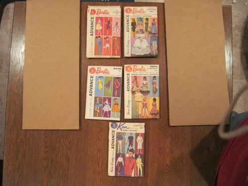 Five 1961-1962 Vintage AdvanceBarbie Sewing Patterns Groups A Thru E