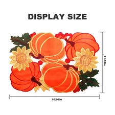 4PCS Embroidered Pumpkin Sunflower Maple Leaf Tray Cloths, 17x11" Table Runner