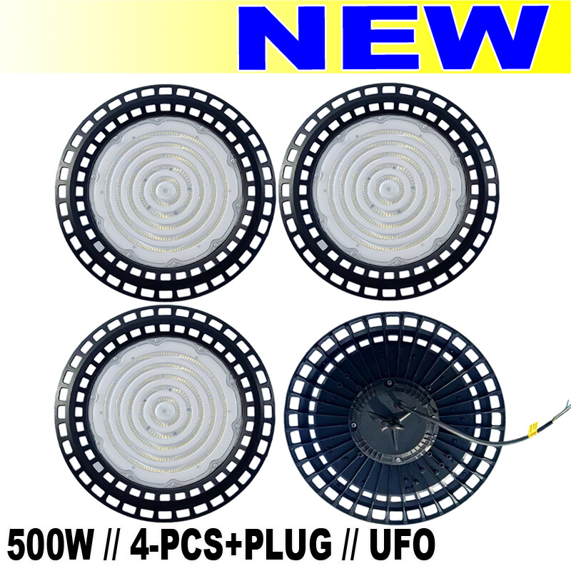 4PACK 500W UFO LED High Bay Lights for Factory and Warehouse Lighting