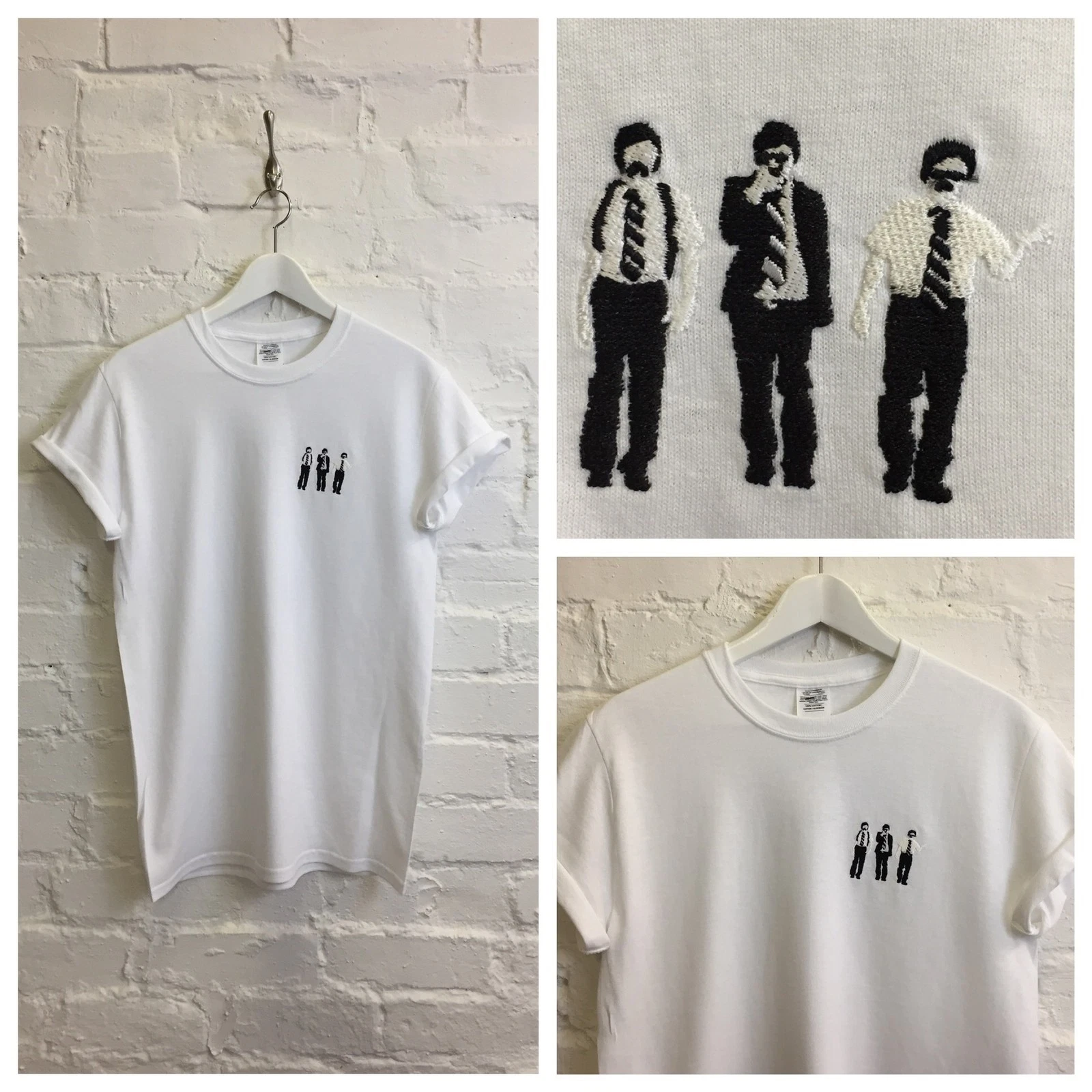 Actual Fact Beastie Boys Sabotage Embroidered Hip Hop Supreme White Tee T Shirt