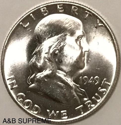 1949 Franklin Half Dollar From OBW Roll Estate Hoard Ch-Gem Bu Unc. 90% Silver - Picture 2 of 6