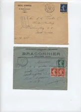 2 France covers 1909, 1910 to USA sower issues [G.917]