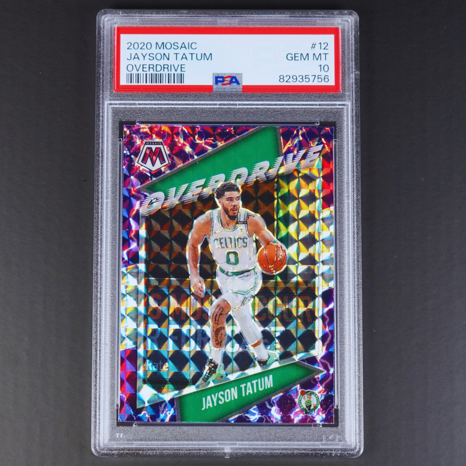 2020 Mosaic Overdrive Overdrive #12 Jayson Tatum Celtics Purple Prizm PSA 10