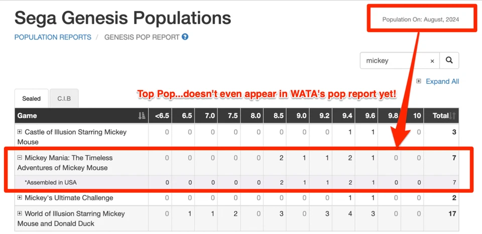 1994 Sega Genesis Mickey Mania Timeless Adventures WATA 9.8 B+ Sealed Top Pop! - Image 2 of 4