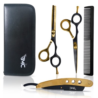 Profi Friseurscheren Gold Set Haarschere Effilierschere  Haarschneider mit Razor