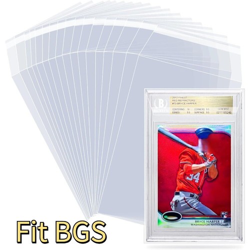 BGS Graded Card Sleeves 100 Sleeves for BGS & SGC Slabs & More Resealable Lip - Picture 6 of 7