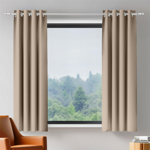 Beige Room Darkening Blackout Curtains for Bedroom Living Room Kitchen Window...