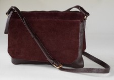 MAROON BROWN LEATHER & BURGUNDY SUEDE SHOULDER BAG / CROSSBODY, Accessorize, Sml