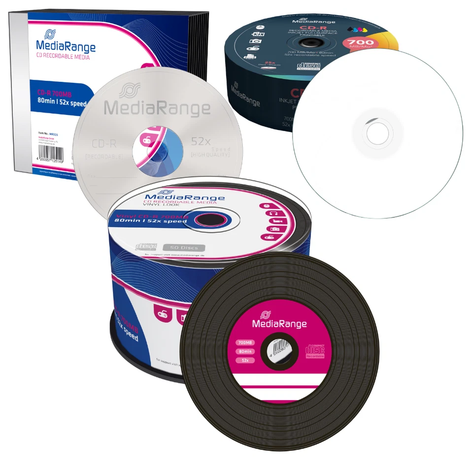 10-100 MediaRange Premium Rohlinge CD-R 700MB 80min 52x fach Spindel/Shrink NEU