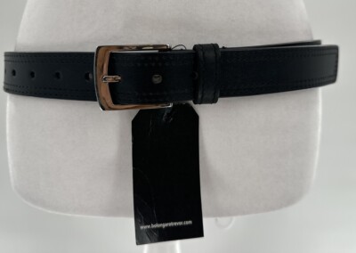 Bolongaro Trevor Mens Dress Belt Black 100% Leather Silver 