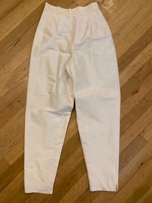 Gruppo Americano New W/Tags 100% Silk Lined Ivory Pants 4 Taper Leg High Waist