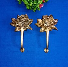 Palm Tree Design Door Handle Pair Brass Lotus Flower Log House Door Pull CA760