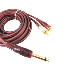 1/4" 6.35mm TRS Male Plug to 2 RCA Stereo Audio Connector Guitar Cable 5ft 1.5m