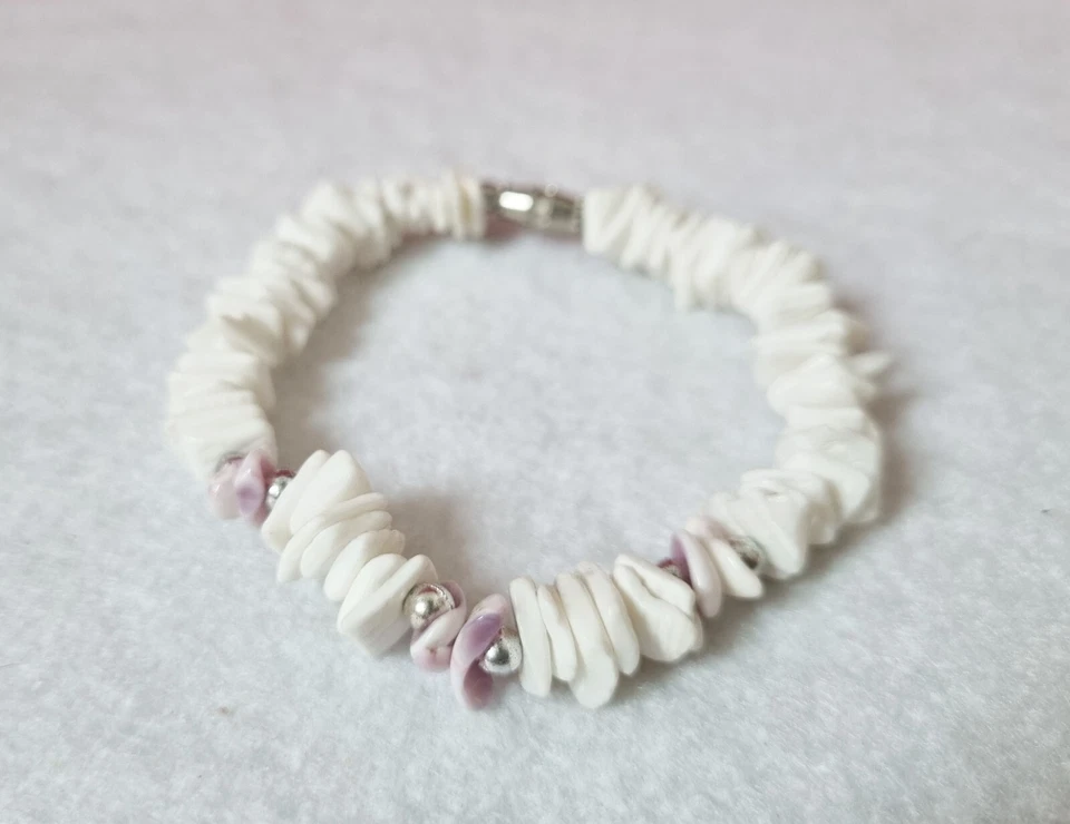 Natural Shell Conch Bracelet Cuff White Purple Casual Summer Beach BOHO Vintage - Image 4 of 4