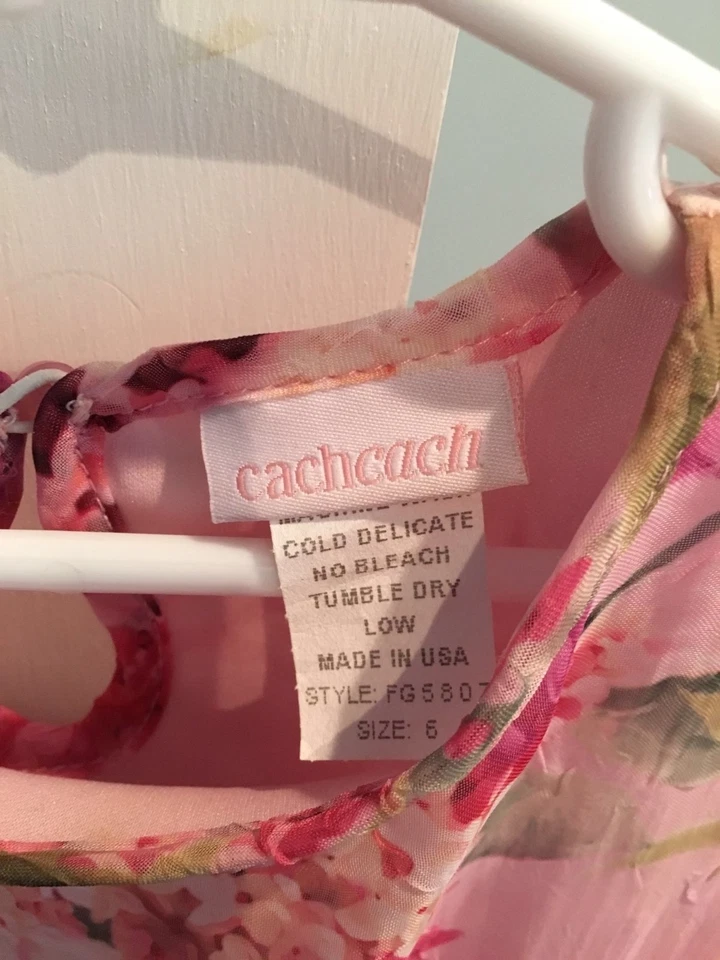 Vestido sin mangas CachCach para niñas con encogimiento de hombros talla 6 floral Pascua Foto 3 de 4